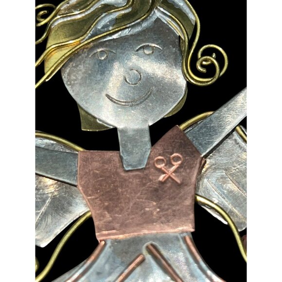 Tennis Girl Ornament Mixed Metals Legs Move Gemstones Silver Copper Brass 7 x 3. - Picture 4 of 6
